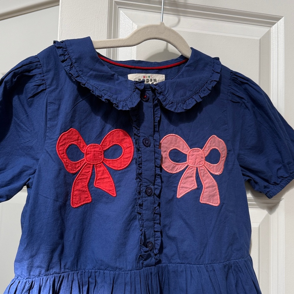 Boden Girl’s Blue Bow Applique Dress - Picture 4 of 5